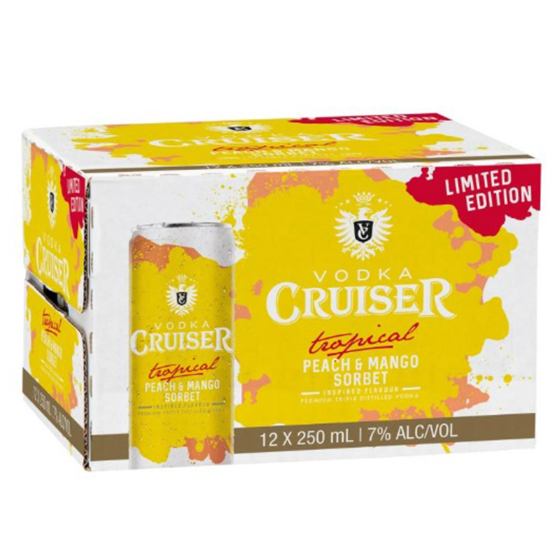 Cruiser Peach & Mango Sorbet 7% 250ml 12pk Cans