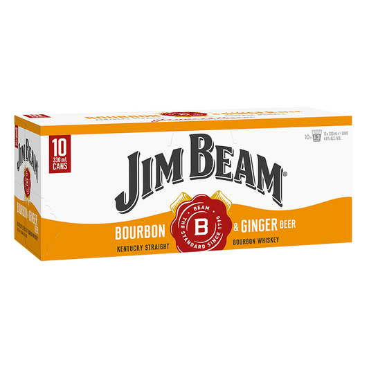 Jim Beam Bourbon & Ginger Beer 4.8% Cans 10x330ml